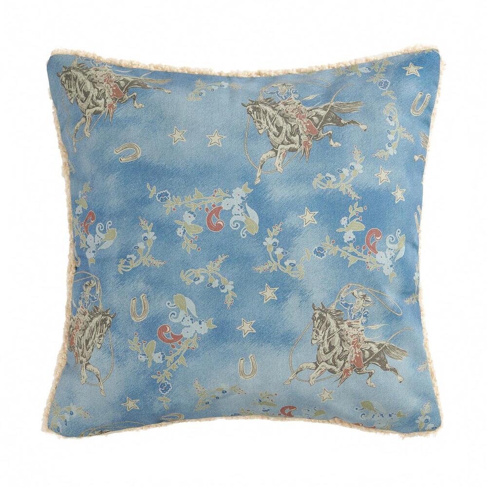 NEW TASHA POLIZZI lee western pillow in washed denim